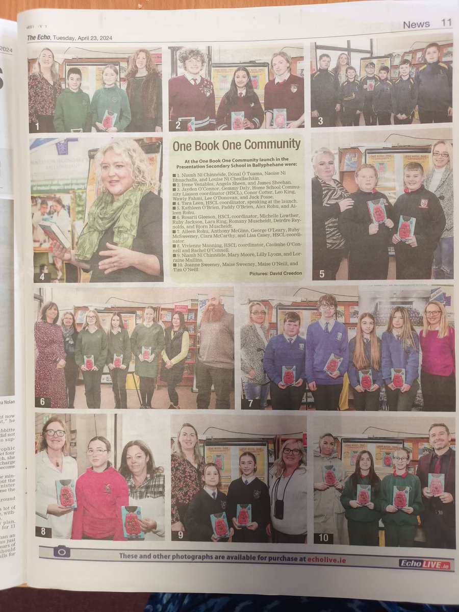 Lovely Echo coverage of our HSCL initiative ONE BOOK ONE COMMUNITY held in Presentation Ballyphehane last Thursday. Such a successful day! 📚 #presentationballyphehane #onebookonecommunity