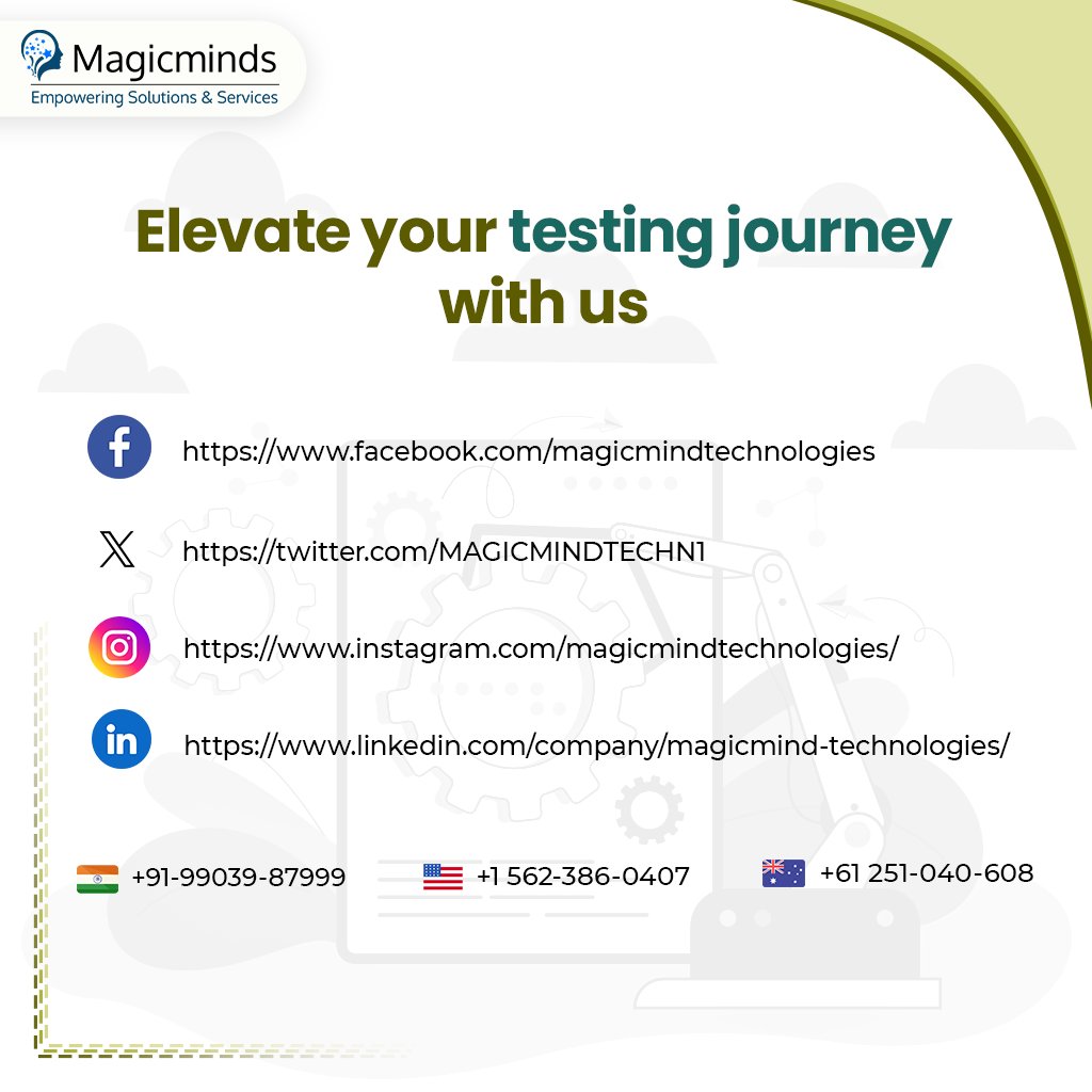 At #Magicminds, our top-class testers follow the power of automation to accelerate your testing journey. 🚀 We leverage cutting-edge automation tools & strategies to enable you to experience boosted #appperformance.

Connect us - bit.ly/3QoxTL2

#softwaretesting #testing