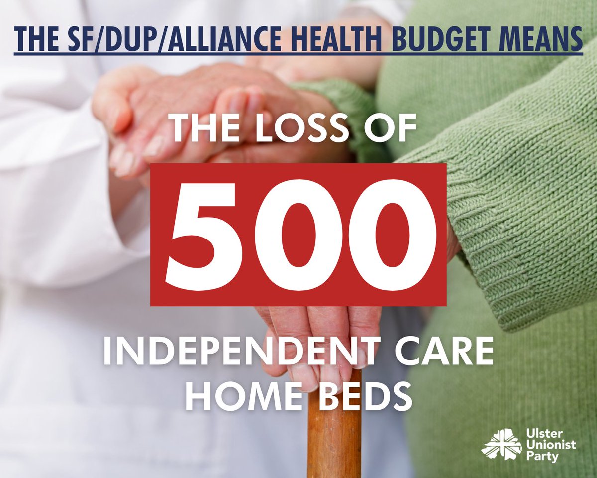 Here's the reality of the Sinn Fein/DUP/Alliance cuts to the Health Service ✂️ The loss of 500 independent sector care home beds. They committed to increasing Health funding in 2022, now they need to deliver.