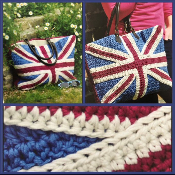 Union Jack Tote Bag Crochet Pattern 🇬🇧 Add a bit of British flair with this fun project. This beautiful tote is a stylish way to show off your crocheting skills. Create it as a gift for people who love going to sporting events or keep it for yourself. #MHHSBD #craftbizparty