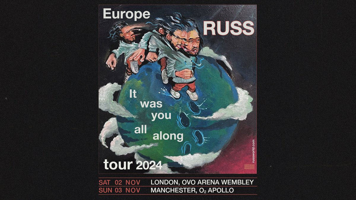 Rapper and singer-songwriter russ will embark on a UK tour this November. On sale 10:00, Fri 3 May >> bit.ly/4bhqRQ5