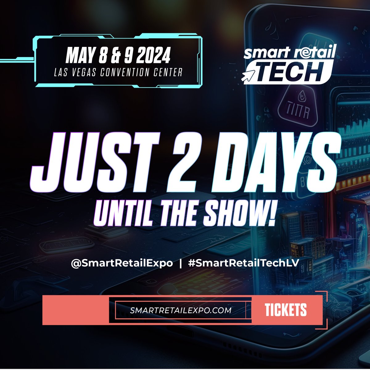 We cannot believe there are only 2 days to go!🚀

We are looking forward to welcoming you to the Las Vegas Convention Center!

🎫 Time is now running out so be quick to register for your free tickets➡️ lnkd.in/e7UsRPgt

#SmartRetailTechLV #retailtechnology