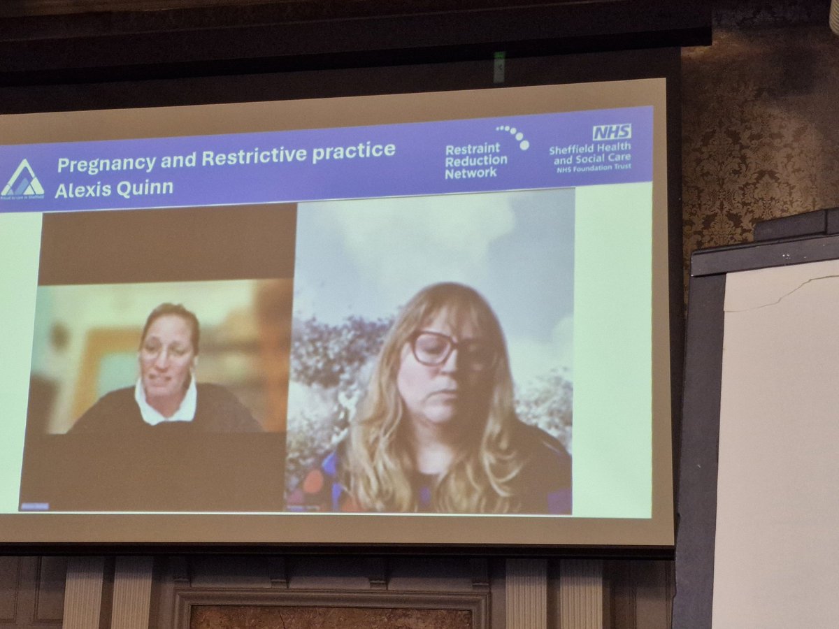 Our final speaker for the morning, the incredible @AQuinnUnbroken speaking with @VanessaRNMH about restraint and pregnancy. Some real inequalities about who accesses a perinatal bed and who ends up on an acute ward heavily pregnant 🤰 #LRPC24 @SHSCFT