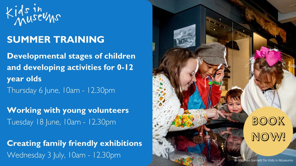 📢 Our 2024 summer training programme is open for bookings! Join us for webinars covering: 💥 Creating activities for 0-12 year olds informed by developmental stages 🙌 Working with young volunteers 🌞 Creating family friendly exhibitions Book: bit.ly/49Xn5KV