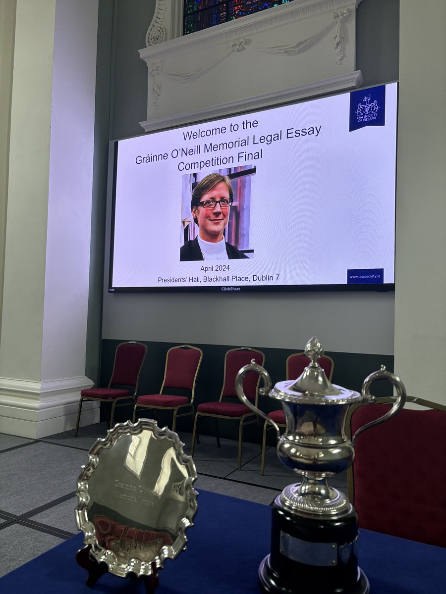The cup is here! Preparation is underway for the Gráinne O’Neill Memorial Legal Essay Competition Awards. We look forward to meeting all our T Y student finalists this afternoon in the President’s Hall at the Law Society, Dublin.