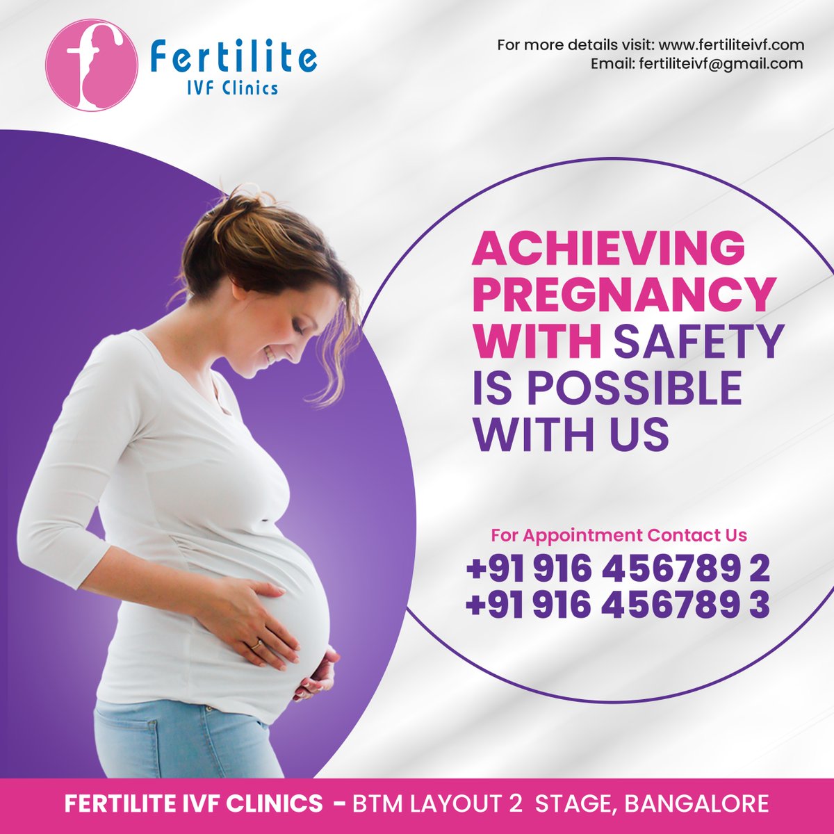 🌟 **Fertilite IVF Clinics** 🌟
Achieving Pregnancy with Safety is Possible with Us!

For more details, visit: fertiliteivf.com
📧 Email: fertiliteivf@gmail.com

🏥 **Location:**
Fertilite IVF Clinics
BTM Layout 2 Stage, Bangalore

#IVF #FertilityClinic #Pregnancy