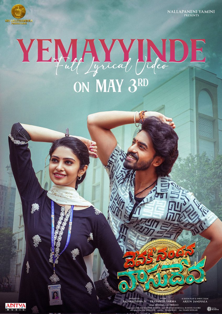 Hearts are about to melt🫠❤️ Prepare to be swept away by a lovely melody from #DevakiNandanaVasudeva 💕 1st single #Yemayyinde lyrical video releasing on MAY 3RD ⌛ - youtu.be/C5F5tNKhsj4 @AshokGalla_ @varanasi_manasa @ArjunJandyala @PrasanthVarma @DevdattaGNage