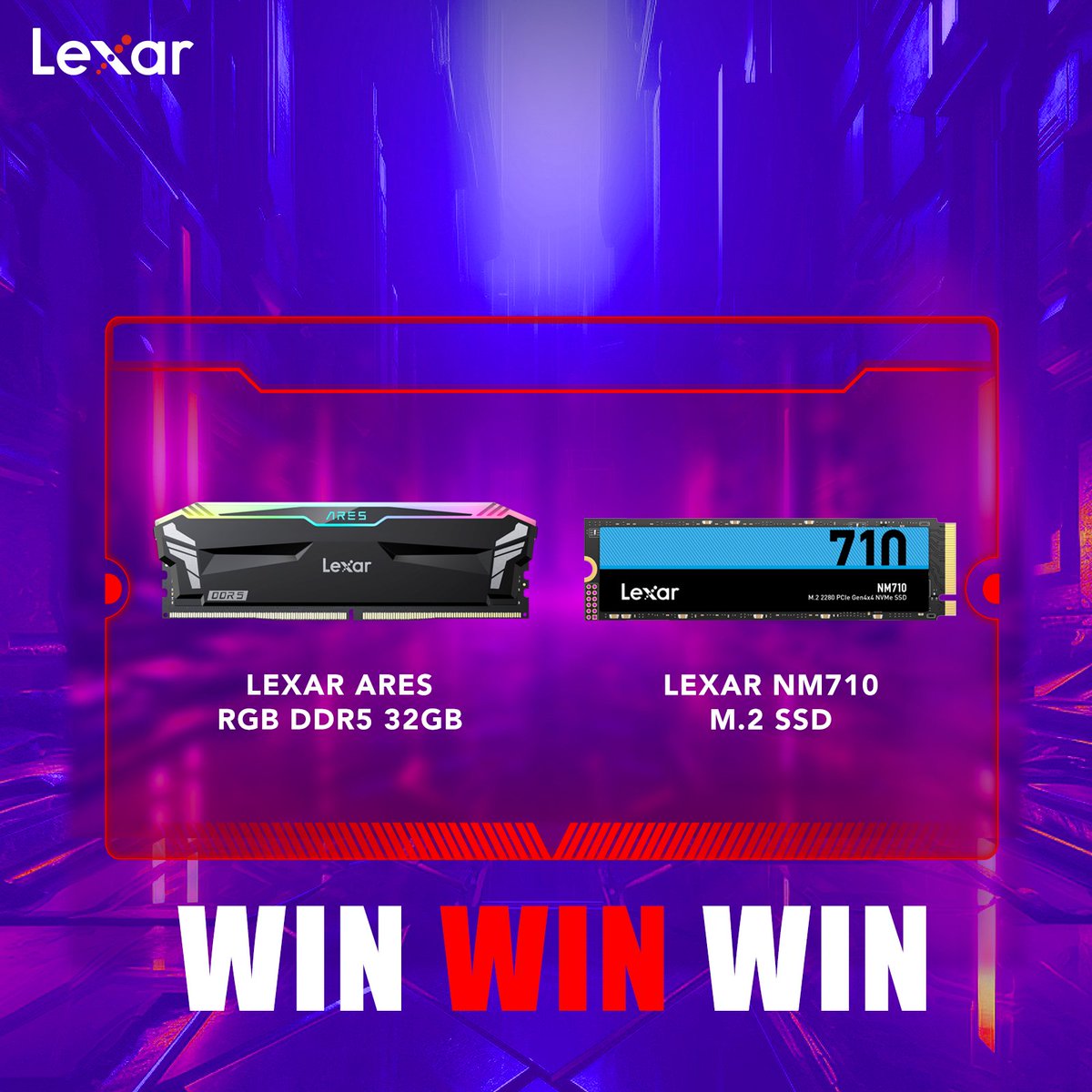 Fancy winning some Lexar goodies? 🤩 One lucky winner will win 1 x Ares DDR5 RGB 32GB Kit + 1 x 500GB NM710 M.2 SSD! To enter: ➕ Must be following @Lexarmemory_eu 👍 Like and RT this post 🤭 Tag a friend who needs an upgrade The giveaway closes May 2nd!
