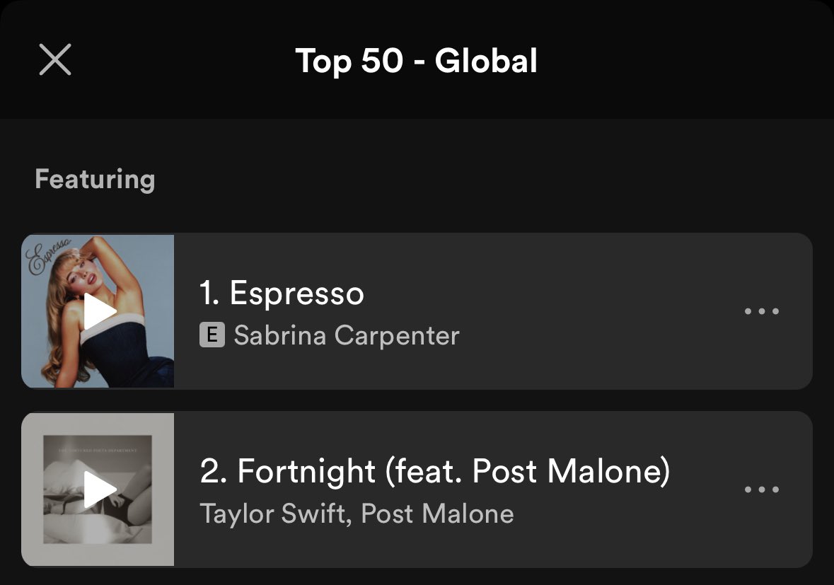 BABE GET UP you’re #1 on the global Spotify charts next to THE TAYLOR SWIFT