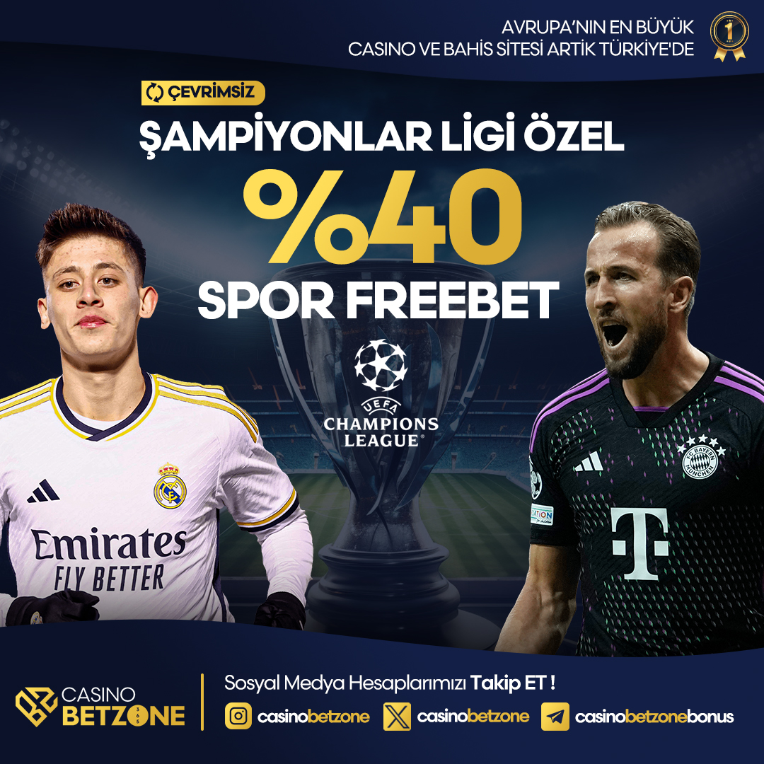 ⚽️Günün Maçı⚽️ Şampiyonlar Ligine Özel %40 Çevrimsiz Freebet!!! Bayern Munih ⚔️ Real Madrid 5 Dakikada Çekim Garantisi 👇 casinobetzone369.com