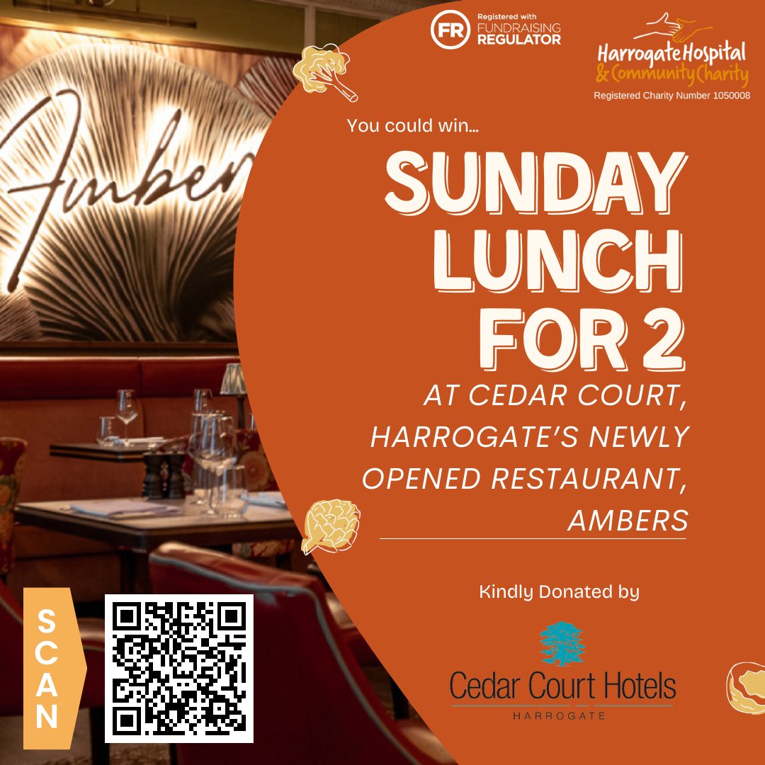 With huge thanks to Cedar Court Hotel, Harrogate; You could be in with the chance of winning Sunday Lunch for Two at their newly opened restaurant, Ambers! Buy your tickets here - hhcc.co.uk/shop/hhcc-summ… @CedarCourtHotel