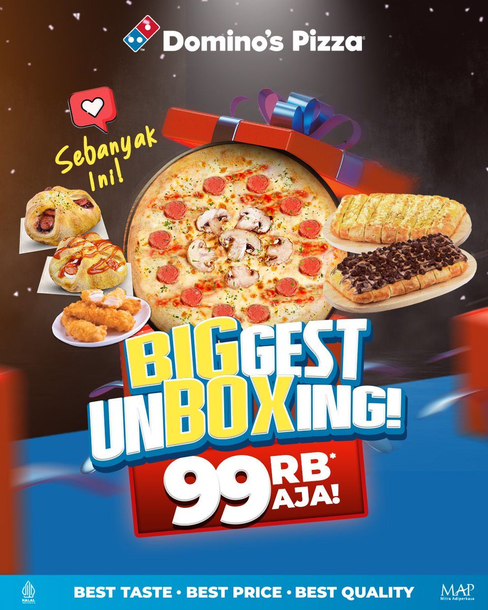 Get More, Pay Less UNBOXING Just 99K For 1 Medium Pizza 2 Bread Stick 2 Pockets 1 Chicken Side Save and Feast orderonline https t.co Oy9vosyy8Y call 1500366 halal dominosappaja https t.co pNXfLOyqf4 Get More, Pay Less UNBOXING Just 99K For 1 Medium Pizza 2 Bread Stick 2 Pockets 1 Chicken Side Save and...