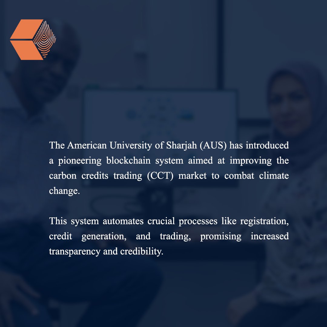 unlockbc's tweet image. #AUS introduced a cutting-edge #blockchainsystem for #carboncredits #trading, enhancing #transparency and #efficiency in combating climate change with plans for #commercialization.
@AUSharjah

Read more 🔗 
t.ly/thPQz

#Crypto #UnlockBlockchain #CryptoNews…