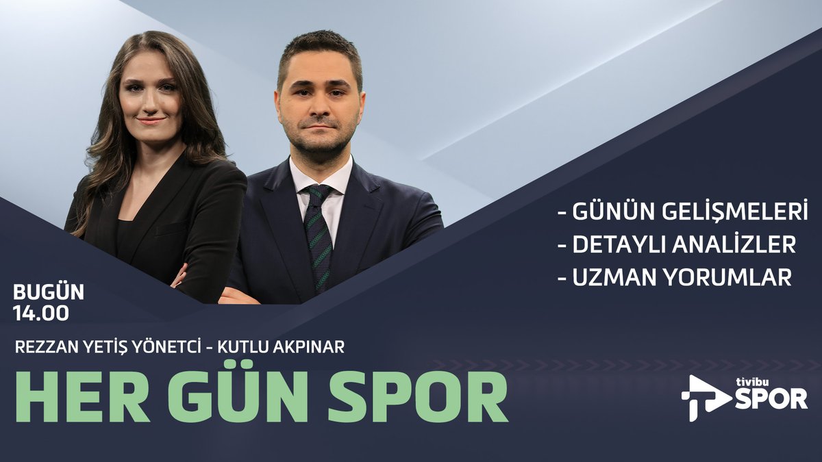 Günün spor gelişmelerini @rezzan_yetis ve @kutlu_Akpinar; Her Gün Spor'da değerlendiriyor. Canlı yayın👇 youtube.com/live/GnMVE9S8o…