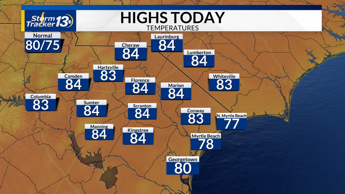 A beautiful start to your Tuesday. We'll have a quick warm up today with highs back above average this afternoon. Storms will hold off until later this evening, possibly after the evening commute. #scwx #ncwx #weather #forecast #sunshine #warm #beach
