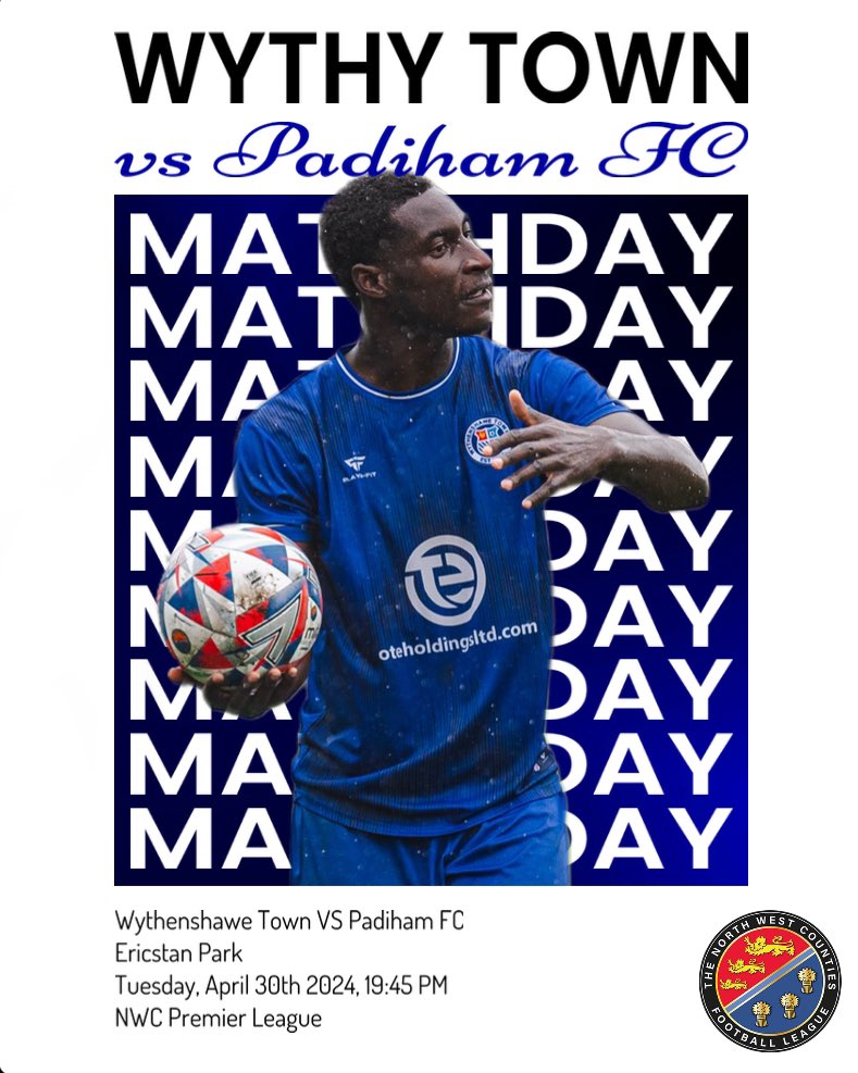 ITS MATCHDAY Later on today we host @Padiham_FC in the most important game of the season where both teams want and need the win this is bound to be an exciting game UP THE TOWN !! 💙🤍 🏟️ Ericstan Park 🎟️ £6 adults, £4 concessions, U16 £1