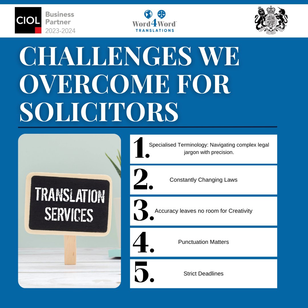 Unlocking justice one word at a time! As legal translators, we tackle five key challenges to ensure seamless communication and accuracy for #solicitors

#solicitorsuk #solicitorsoftwitter #solicitorsoffice #solicitorslondon #legalupdates