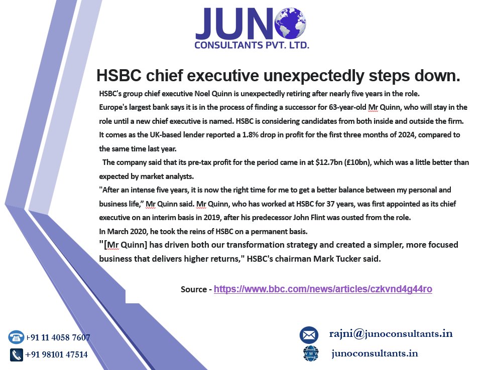 HSBC chief executive unexpectedly steps down.
#hsbc #chief #executive #stepsdown #companyvibes #quinn #deiven #delivers #transfomation #businesslife 
Source - bbc.com/news/articles/…