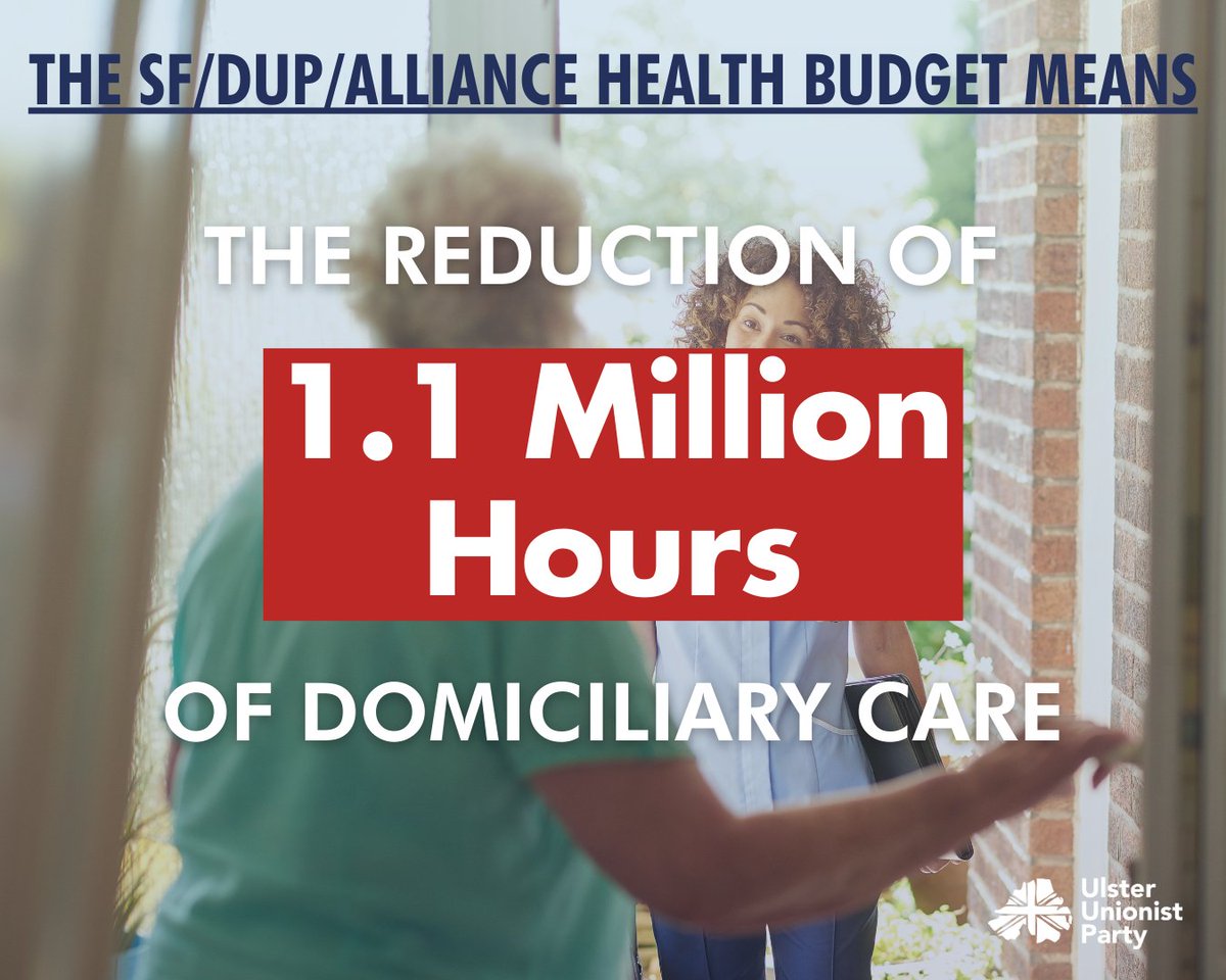 Here's the reality of the Sinn Fein/DUP/Alliance cuts to the Health Service ✂️ The reduction of 1.1 million hours of domiciliary care - impacting up to 6k of the most vulnerable people in our society They committed to increasing Health funding in 2022, now they need to deliver