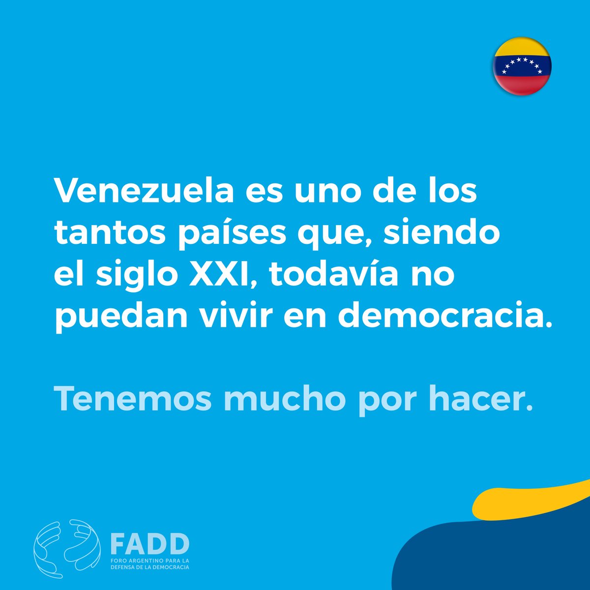 Más de 200.000 ciudadanos venezolanos encontraron refugio en Argentina en busca de libertad. Su crisis de migrantes y refugiados, que es la más grande del mundo, supera los ocho millones de personas. El origen de esto es la falta de democracia. Tenemos mucho trabajo por hacer.