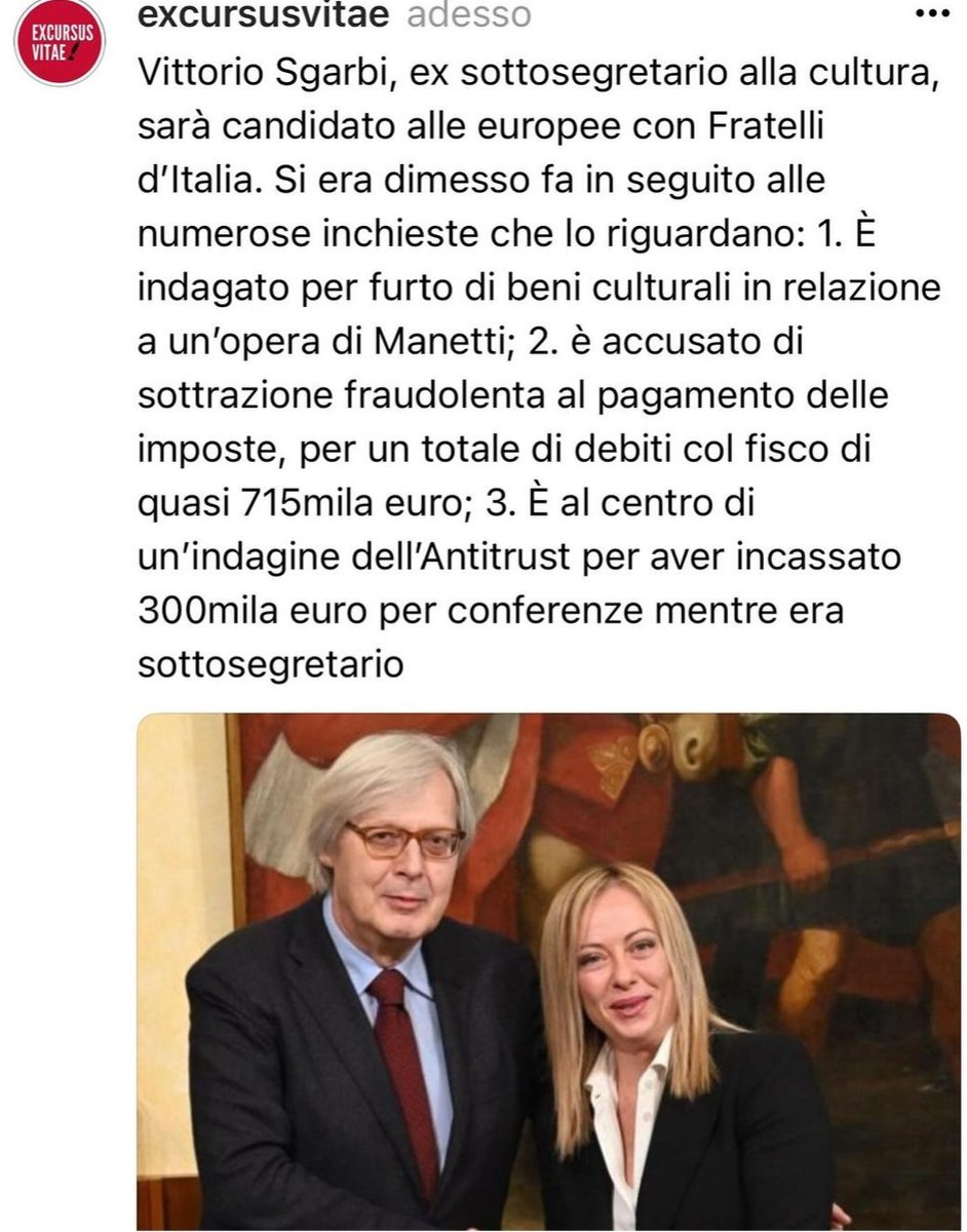 Giorgia una di voi ! Quella che gli indagati li porta in Parlamento italiano ed europeo. Ma non vi sentite presi per i fondelli voi che la votate?