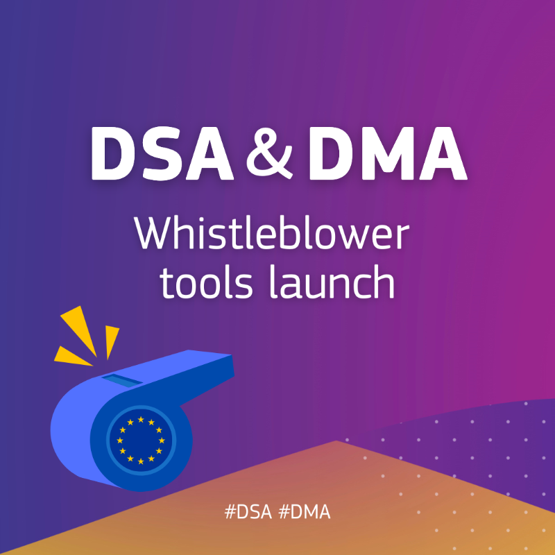 DigitalEU's tweet photo. Want to report any violation of the #DSA &amp; #DMA in a confidential &amp; protected way?

The 🆕 whistleblower tools allow employees &amp; other insiders to report:

⚠️harmful practices of Very Large Online Platforms or Search Engines
⛔️violations of the obligations by gatekeepers

More ↓