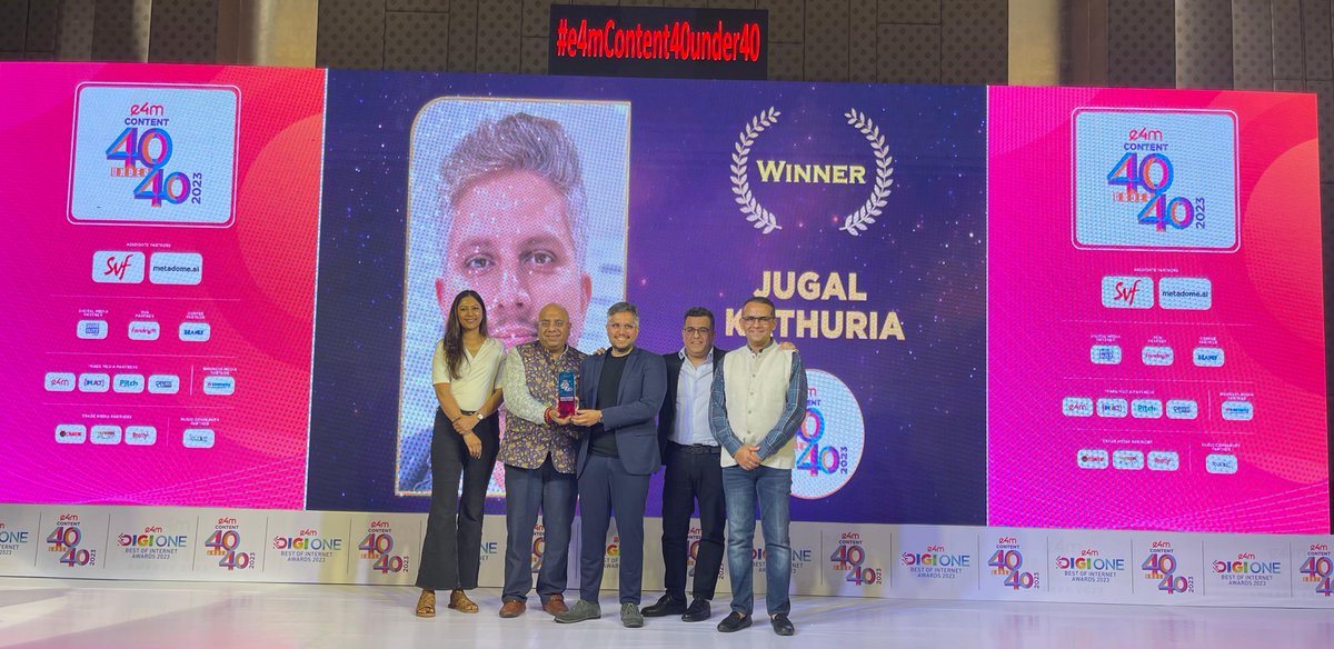 The #e4mContent40Under40 Awards celebrates pioneers who have made remarkable contributions to the ever-evolving Content Marketing landscape. 
Many Congratulations #JugalKathuria , Principal Partner , @mindshare on winning the prestigious title!🌟

#e4mAwards #Content40Under40