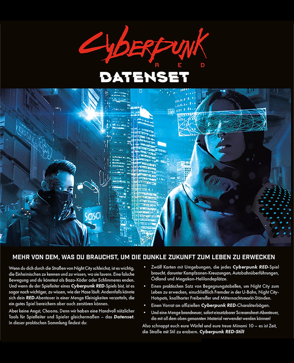 MarioTruant's tweet photo. Es gibt ein neues PDF bei Drivethru, das Cyberpunk Datenset.
Wenn du dich durch die Straßen von Night City schleichst, ist es wichtig, die Einheimischen zu kennen und zu wissen, wo sie lauern. Mehr von dem, was du brauchst, um die dunkle Zukunft zum Leben zu erwecken. https://t.co/zDJRmOcjnS
