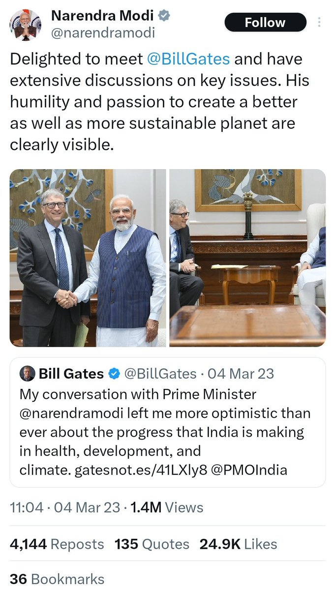 While Bill gates is being allowed to define India's health policies He even got the questionable HPV vaxx rolled out through Modi govt which is now pushing it across India. Bullu enjoys special friendship and closeness with our PM Think...why..? Who is he to define our health…