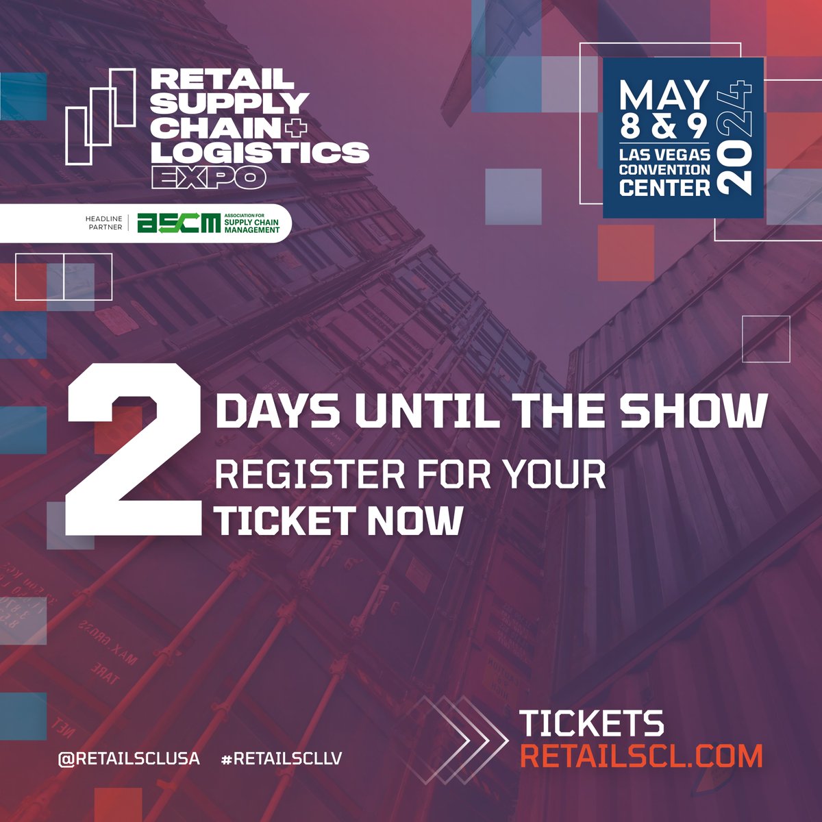 RetailSCL_USA's tweet image. The countdown is nearly over!📆

It is now only 2 days to go! We are preparing to transform the Las Vegas Convention Center on May 8th &amp;amp; 9th Do not miss out on the chance to register: bit.ly/4cn0PMP 🎫

Use code to avoid the $119 fee: 𝗥𝗦𝗖𝗟𝟮𝗗𝗔𝗬𝗦 

#RetailSCLLV🚛