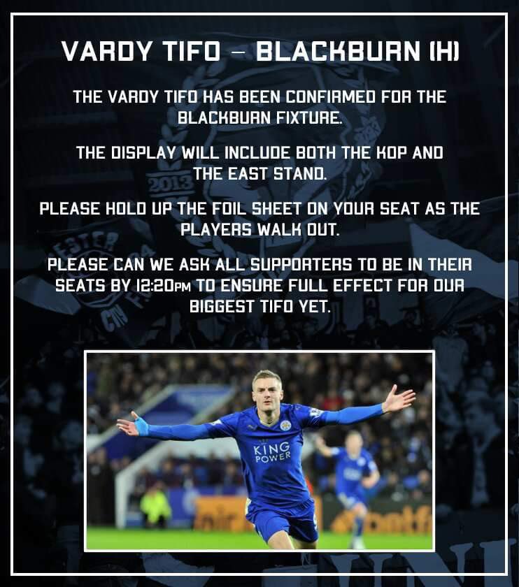 VARDY TIFO - please share The group has prepared a two stand display to celebrate a true LCFC legend.