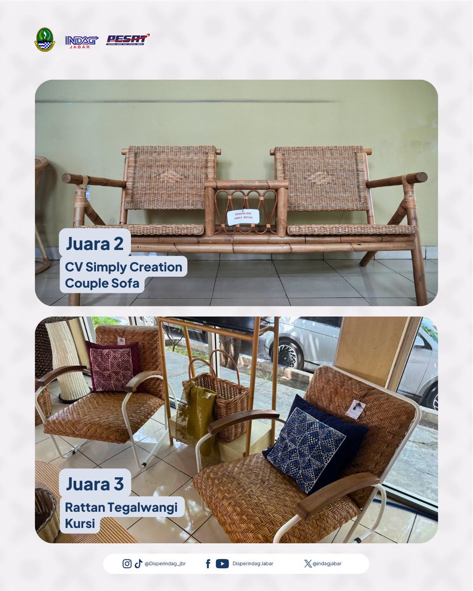indagjabar's tweet image. #Mindag ucapkan selamat kepada para pemenang 🥳🥳🥳

Produk rotan kalian memang keren-keren 🤩🤩

#rotan #Cirebon #pameran #SatpelRotan #jawabarat #IndagPESAT #disperindagjabar