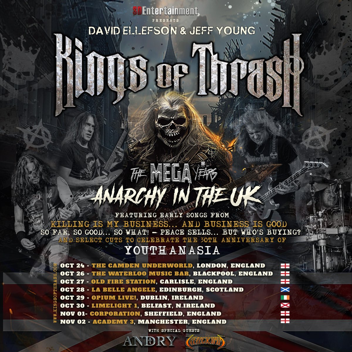 KINGS OF TRASH announce 'Anarchy in the UK' feat David Ellefson & Jeff Young Oct 29 - Opium Live, Dublin Special Guests ANDRY & HELLGRIMM 𝐏𝐑𝐄-𝐒𝐀𝐋𝐄: bit.ly/KOTTour 𝐎𝐧 𝐒𝐚𝐥𝐞: Friday 03 May at 9am! opium.ie/events/kings-o… @SDEntIre @whelanslive