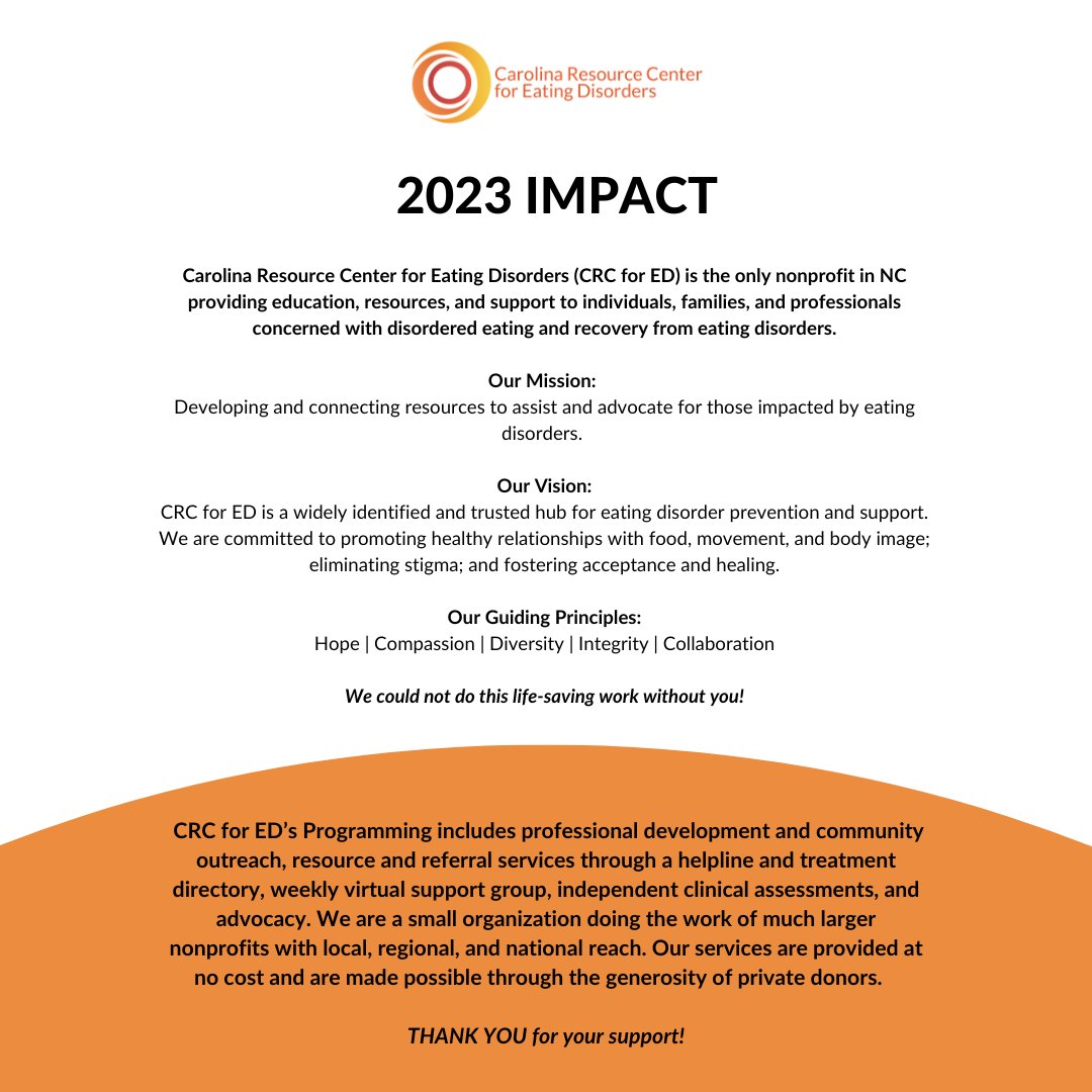 2023 Impact Report:
crcfored.com/wp-content/upl…

#crcfored #ededucation #edresources #edsupport #edrecovery #edawareness #ednonprofit #eatingdisordersawareness