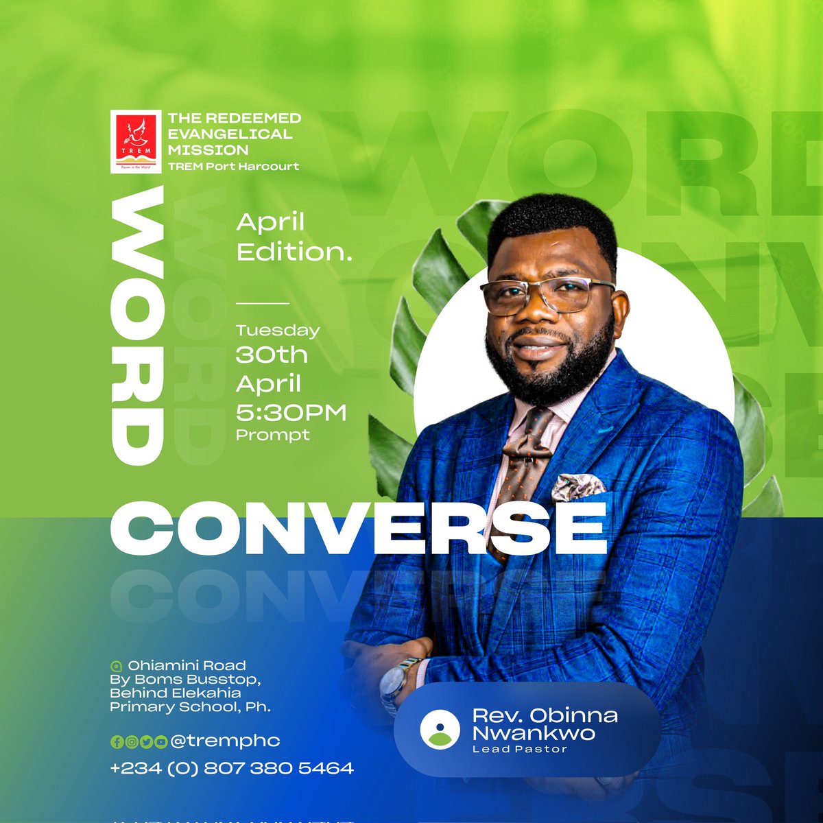 tremphc's tweet image. Join us in our Power For Living Service today.
It's the WordConverse Edition and it promises to be highly interactive, engaging and impactful.
 @5:30pm WAT 

Connect with us.

#biblestudy #powerforliving #TREMPHC #thisishome