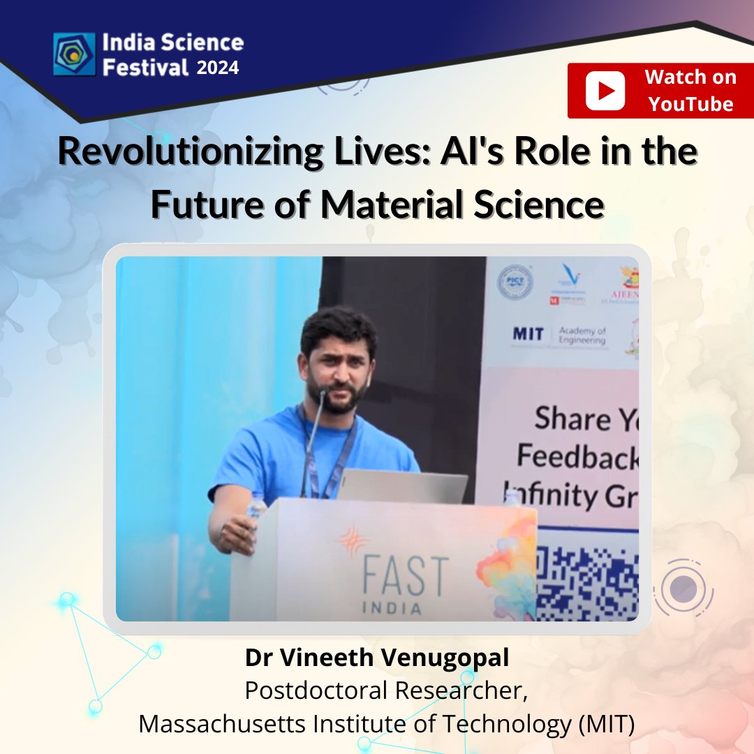 What groundbreaking journey awaits at the intersection of artificial intelligence (AI) and materials science? Watch @vinven7, Postdoc, @MIT as he integrates NLP into his research endeavours. He specialises in AI and ML tools for materials discovery. 👉youtube.com/watch?v=rvKfbg…