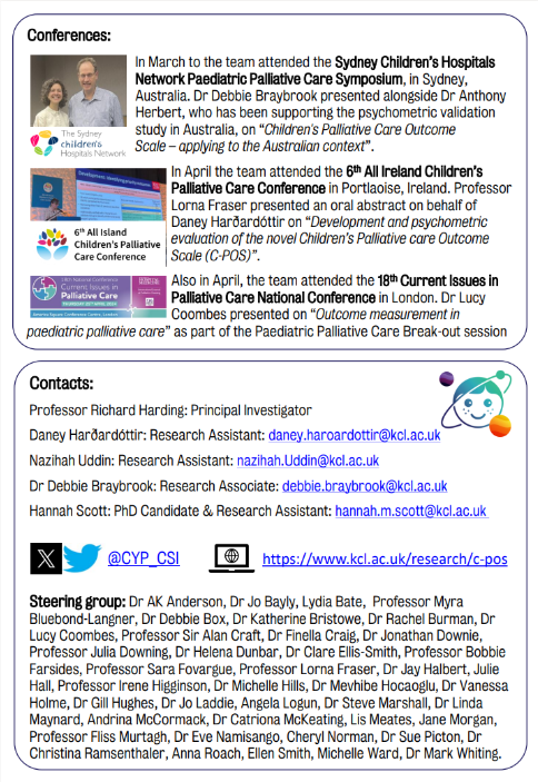 We are excited to share our 16th C-POS study newsletter. Please get in touch for more information on the project, or to request a PDF copy of the newsletter #pedpc @LucyCoombes7 @KingsNursing @PalliativeMedJ @SCHNkids @AnthonyHerbert9 @cpcconf2024 @lornafraser10 @MAHealthEvents