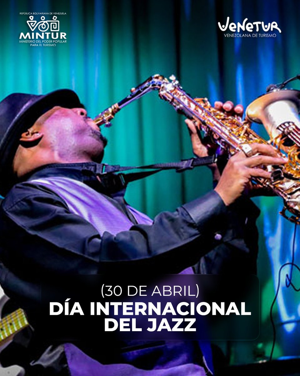 El Jazz promueve un movimiento musical de gran valor educativo, es un recurso valioso que contribuye al intercambio cultural, al diálogo y la cooperación entre los pueblos.
@NicolasMaduro 
@delcyrodriguezv 
@AliErnesto32 
@leticiagomezve 
@Minturvzla 
@inaturvzla 
@MarcaPais_VEN