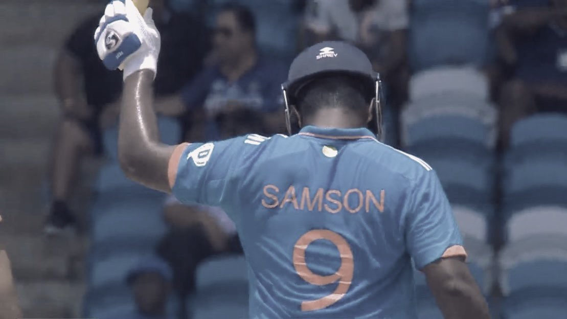 More than a Decade of Toil and HardWork,Sanju Samson is playing his 1st ever WorldCup,This is the Victory of a Comman Man,A Victory against Politics,Lobbies,Favouritism.
.
This is Our Victory for all Sanju Fans.We are here to rule IndianCricket 💪🏻💪🏻🥹❤️❤️ 
.
#Ipl #Cricket #India