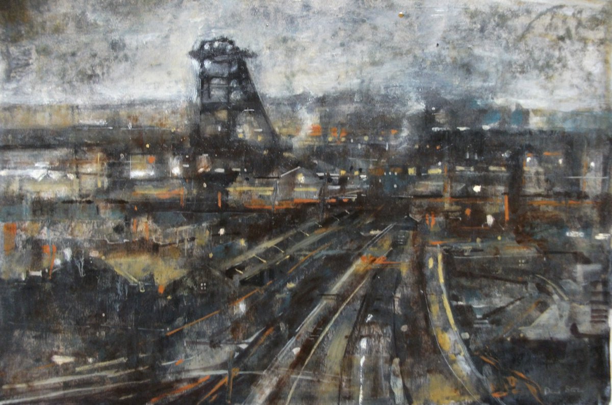 3324 Colliery acrylic and oil on paper 12x18 inches £200 unframed. If interested in purchasing please message me. @GrimArtGroup @coalmininginle1 @NCMME @coal_legacies @CoalMinistry