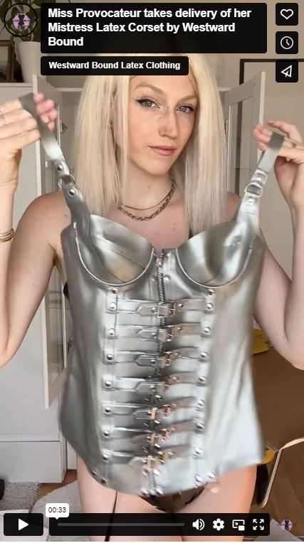 Design in Highlight - The Westward Bound Mistress Latex Corset Video. Click LInk: westwardbound.com/buckle-front-m… Worn by Miss Provocateur (_miss.provocateur_on IG) in Germany