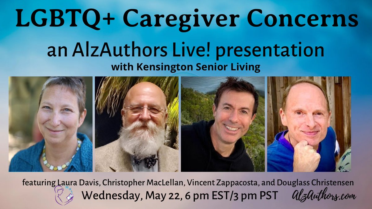 We will explore the unique needs of LGBTQ+ caregivers in our next AlzAuthors Live! virtual presentation on May 22 at 6 pm EST. We’ll talk about family of origin vs. family of choice, stigma and discrimination, legal issues, and location location location!  alzauthors.com/2024/04/29/alz…