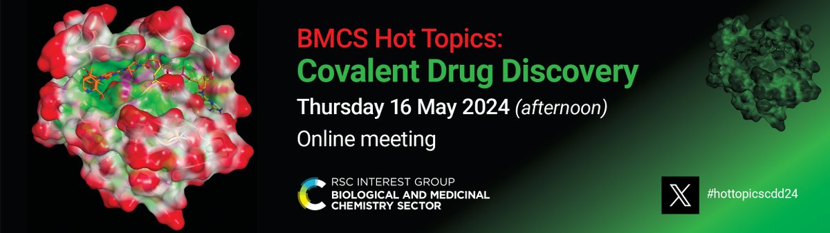 Announcing the 2nd speaker for BMCS Hot Topics: Covalent Drug Discovery📢 Simon Lucas from @AstraZeneca, speaking on 'Development of AZ’s Covalent Hit-Identification Platform'. Click here to register for the meeting👉 eventsforce.net/hg3/280/home #hottopicscdd24