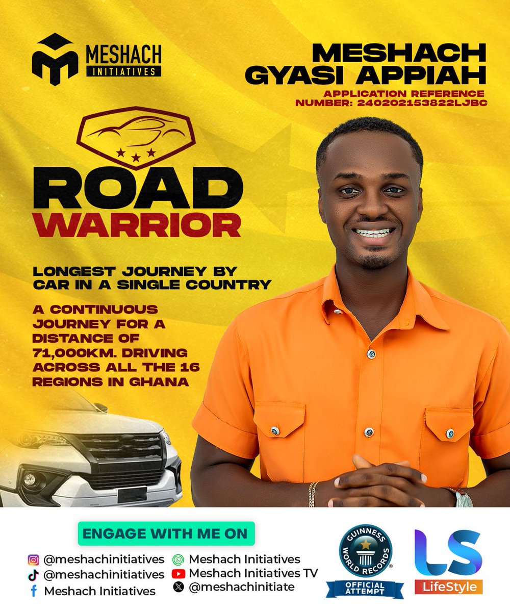 Seidu Rafiwu has successfully completed his Walkathon. Next up is the Driveathon, the longest journey by car in a single country, led by Meshach Gyasi Appiah.