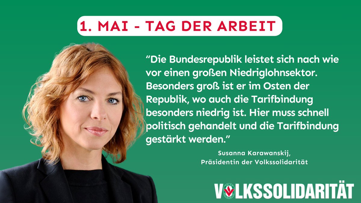 Gerechte Löhne bedeuten Anerkennung und fördern den gesellschaftlichen Zusammenhalt. Die Volkssolidarität steht nicht nur am 1. Mai für eine Umverteilung des Reichtums von oben nach unten ein! #ErsterMai #1Mai2024 #TagderArbeit 
Zur PM: volkssolidaritaet.de/pressemitteilu…