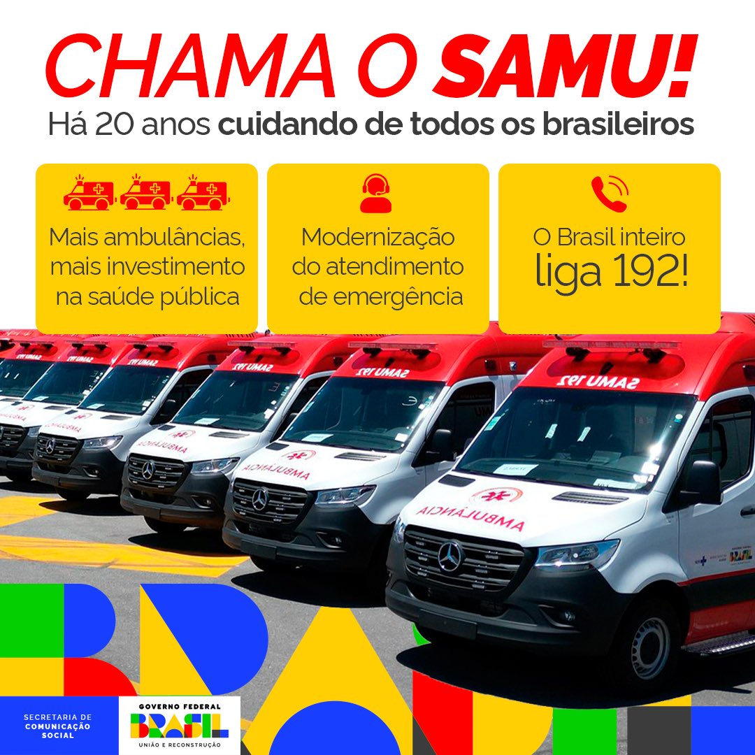 🎂20 anos se passaram desde que o Brasil aprendeu a ligar para o 192 e chamar o SAMU em situações de urgência 🚑. Criado em 2003 como componente pré-hospitalar móvel, o Serviço de Atendimento Móvel às Urgências (SAMU 192) 🧵