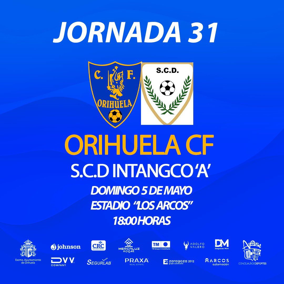 💛 ¡𝗣𝗿𝗼́𝘅𝗶𝗺𝗼 𝗽𝗮𝗿𝘁𝗶𝗱𝗼 𝗱𝗲𝗹 𝗝𝘂𝘃𝗲𝗻𝗶𝗹 𝗔! 💙 📅 Domingo 5/05 ⌚️ 18:00 h 🆚 @scdintangco1975 ‘A’ 🏟️ “Los Arcos” #VamosEscorpiones🦂 | #OrihuelaIntangco ⚽️