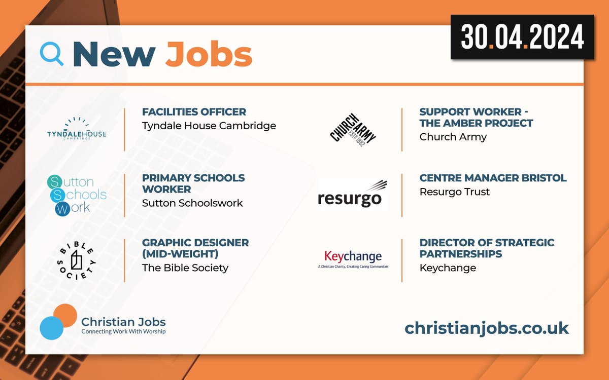 NEW jobs from @Tyndale_House, @ChurchArmy, @suttonschoolswk, @ResurgoTrust, The @biblesociety and @Keychange_. You can find all the latest jobs added to ChristianJobs.co.uk here: linktr.ee/ChristianJobs #UKChristianJobs