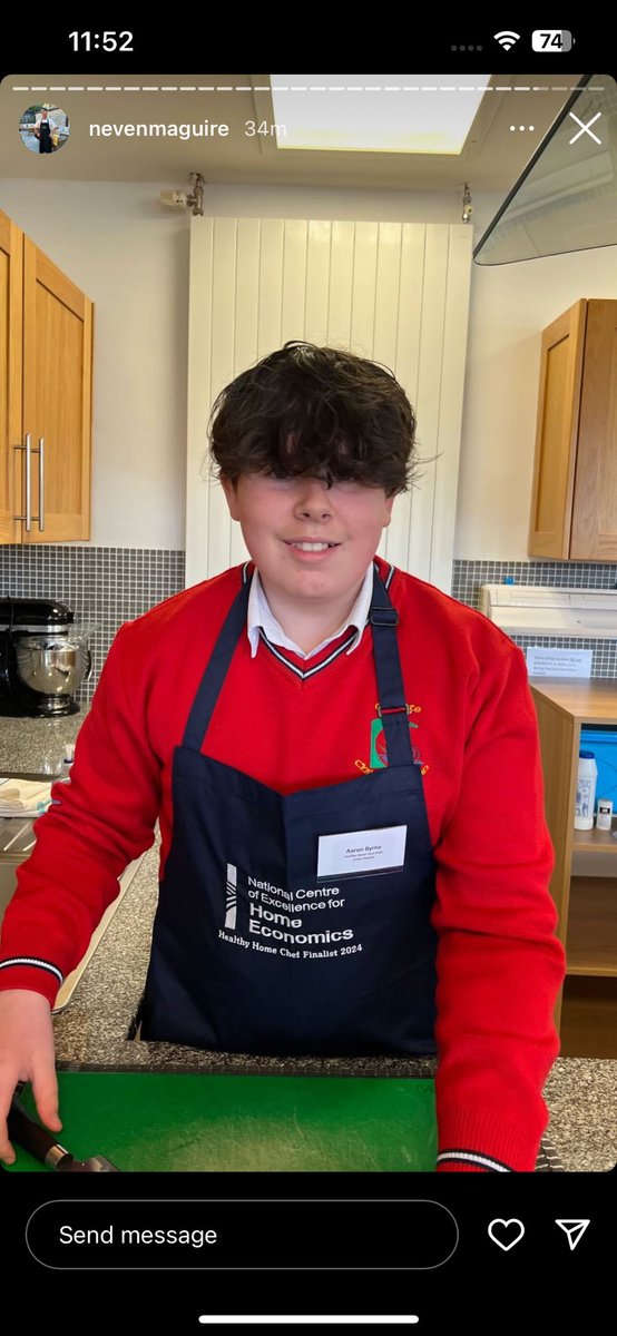 Healthy Home Chef 2024 Best of luck to 2nd year student, Aaron Byrne, who is currently competing in the Junior All Island Final of the Healthy Home Chef Competition, in St Angela’s ATU, Sligo. We are all so proud of his achievement! @ATUStAngelas @nevenmaguire #HealthyHomeChef