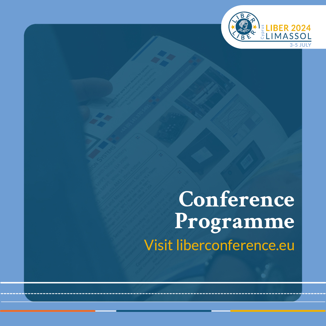 The preliminary programme for #LIBER2024 is available! Take a look at all the sessions, workshops and talks for this year's LIBER Annual Conference taking place in Limassol, Cyprus: liberconference.eu/programme Early bird registration is still open: liberconference.eu/registration